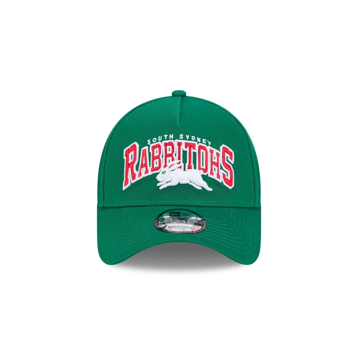 South Sydney Rabbitohs Hat - Green Logo Arch 9Forty A-Frame NRL Snapback Cap - New Era